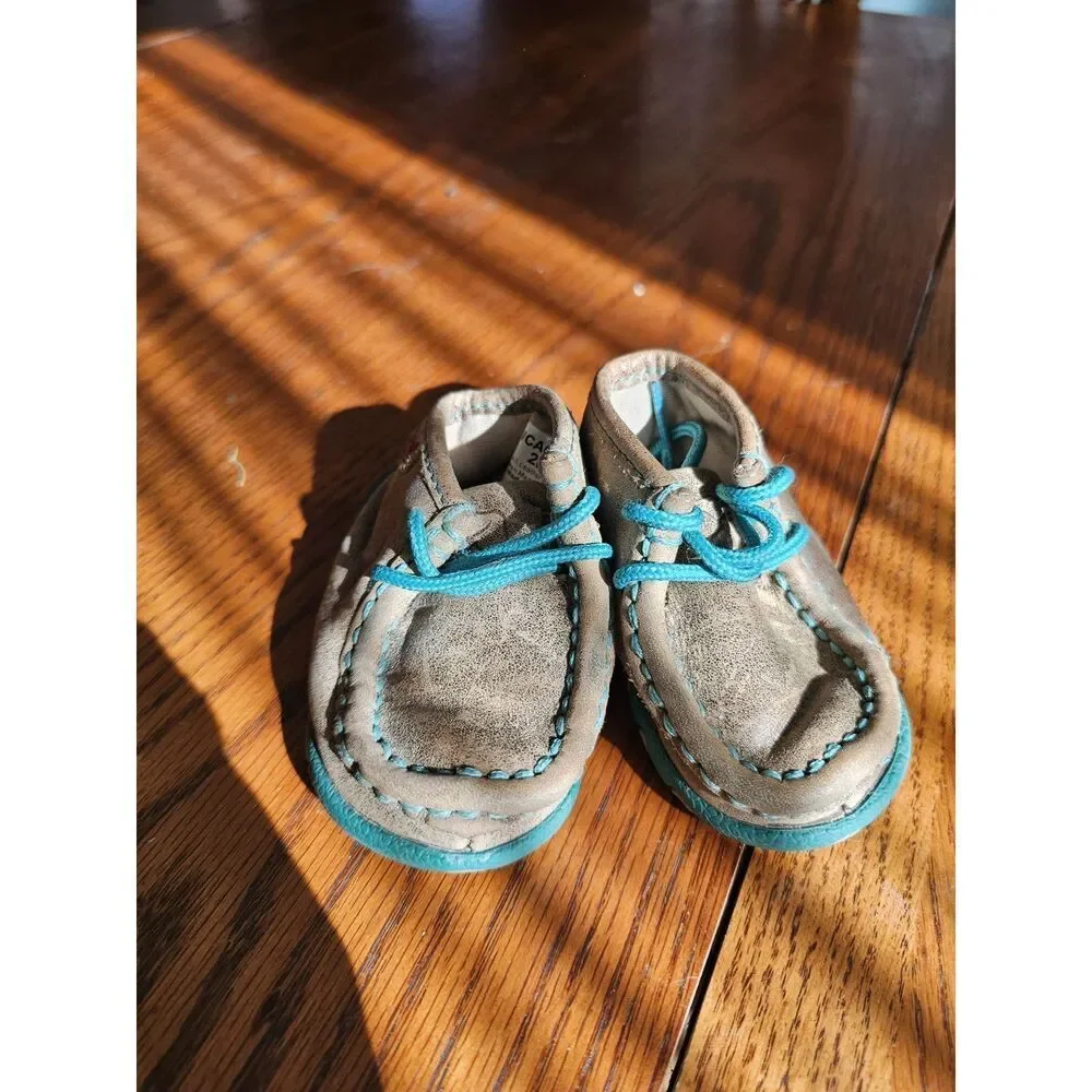 TWISTED X‎ CHUKKA DRIVING MOCS SIZE Baby Size 2 BROWN Teal ICA0008